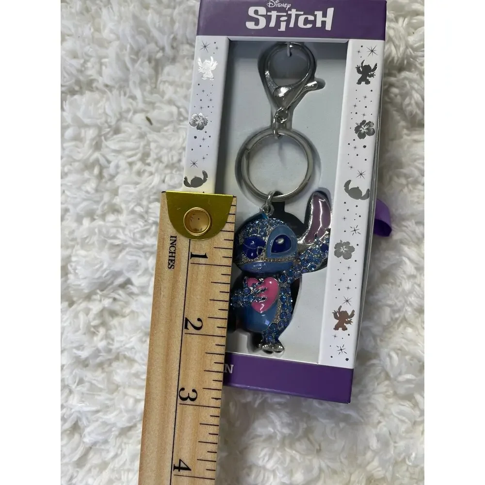 Disney Stitch Blue Rhinestone Keychain Sparkly Character Bag Key Accessory NEW